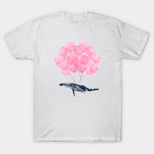Flying Whale with Pink balloons #1 T-Shirt